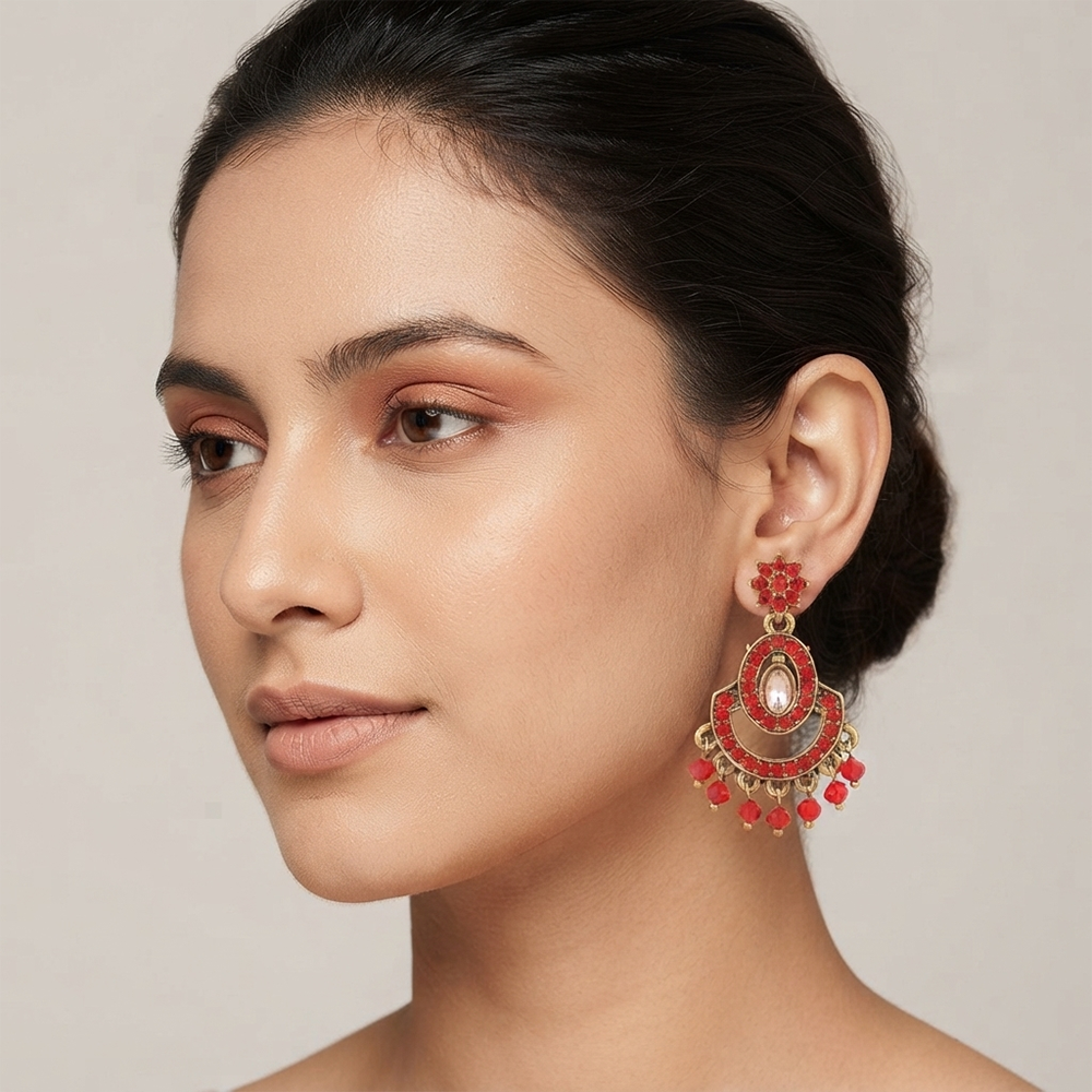The99Jewel Designer Stone & Pearl Chandelier Earrings for Women