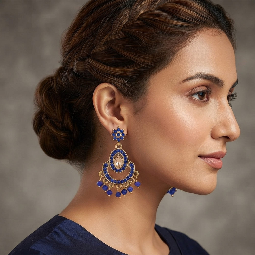 The99Jewel Designer Stone & Pearl Chandelier Earrings for Women
