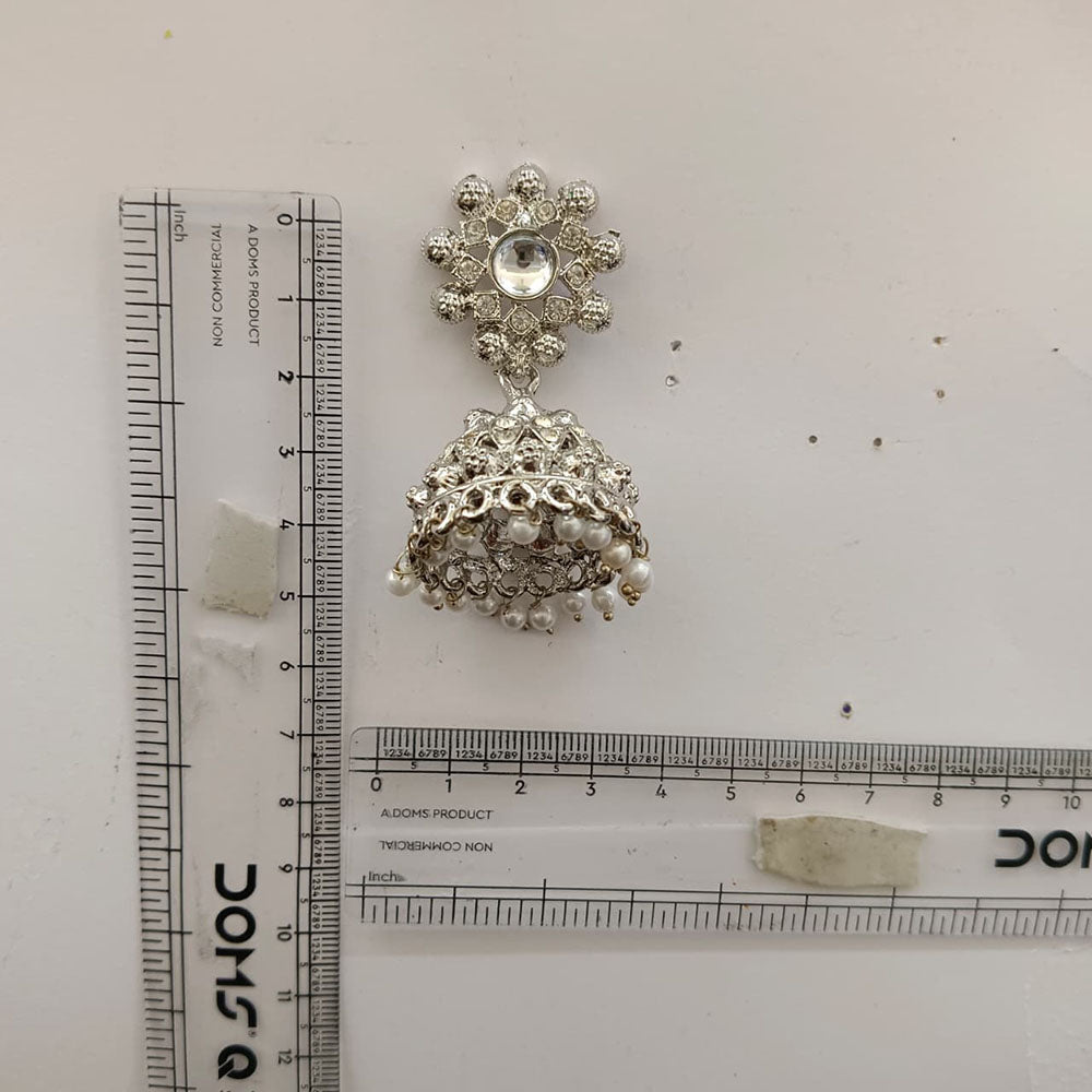 The99Jewel Modern-Ethnic Austrian Stone Oxidised Plated Jhumki Earrings With Pearl Jewellery for Women
