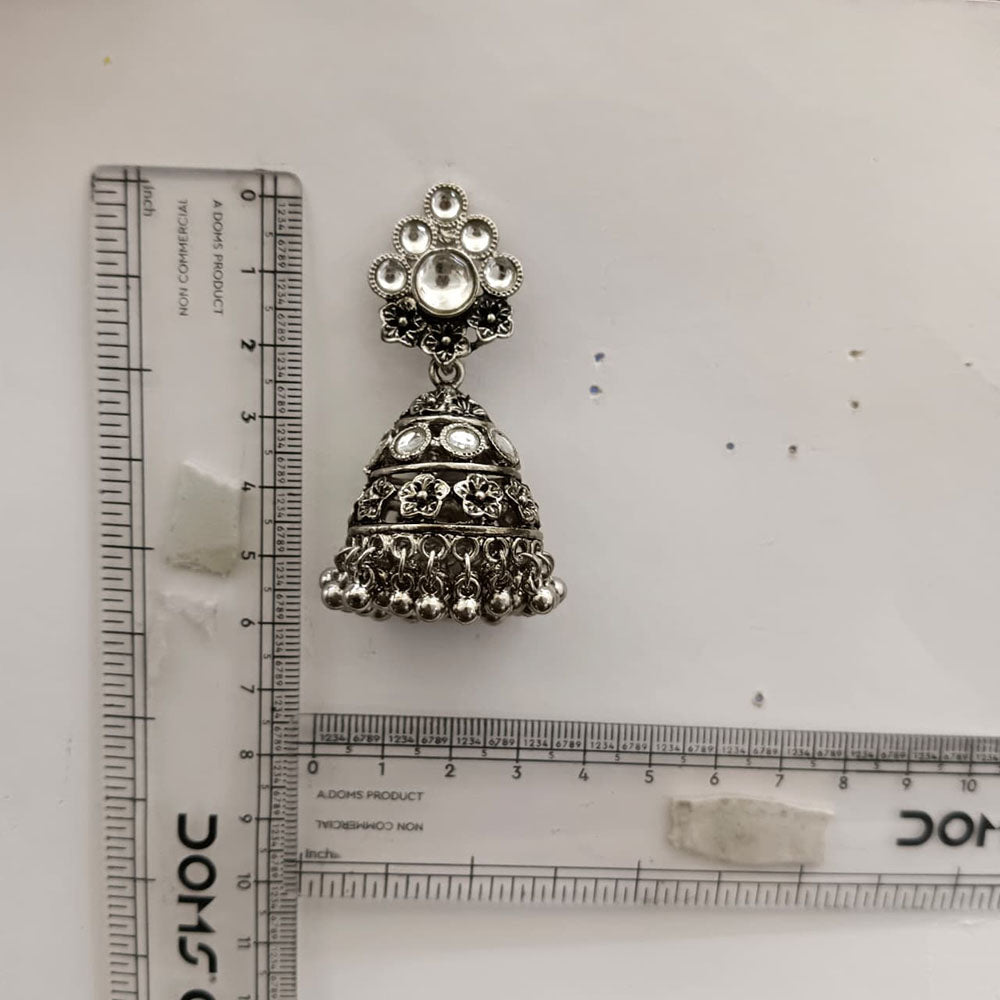 The99Jewel Modern-Ethnic Crystal Stone Oxidised Plated Jhumki Earrings With Ghungroo Jewellery for Women