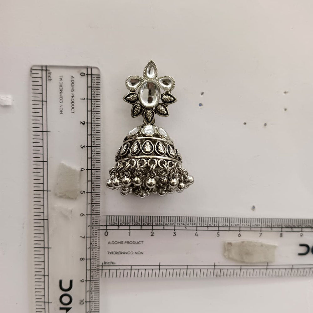 The99Jewel Modern-Ethnic Crystal Stone Oxidised Plated Jhumki Earrings With Ghungroo Jewellery for Women