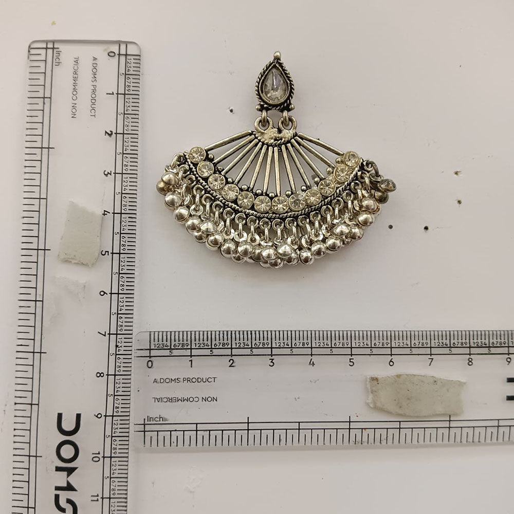 The99Jewel Modern-Ethnic Crystal Stone Oxidised Plated Dangler Earrings With Ghungroo Jewellery for Women