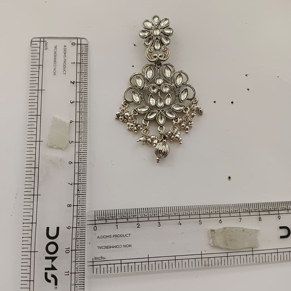 The99Jewel Modern-Ethnic Crystal Stone Oxidised Plated Dangler Earrings With Ghungroo Jewellery for Women