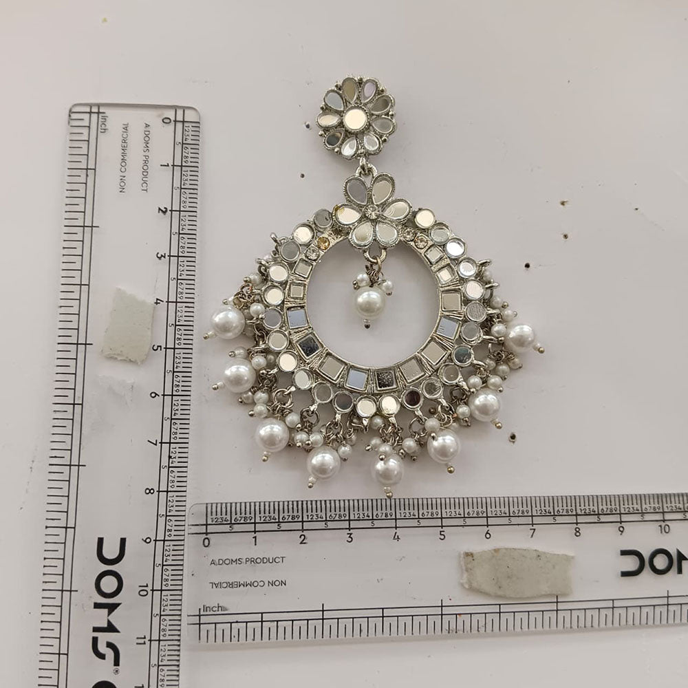 The99Jewel Modern-Ethnic Oxidised Plated Dangler Earrings With Mirror & Pearl Work Jewellery for Women