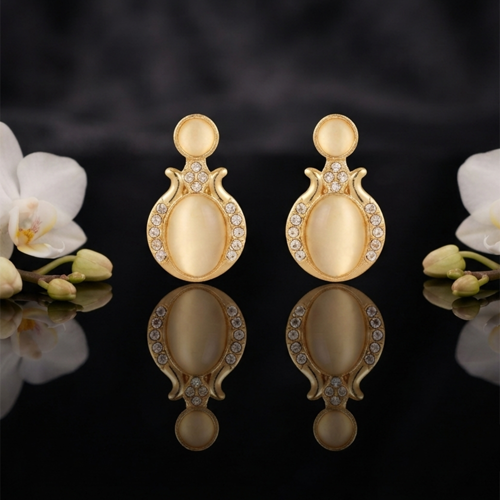 The99Jewel Exclusive Gold Plated Crystal Stone Elegant Earrings 