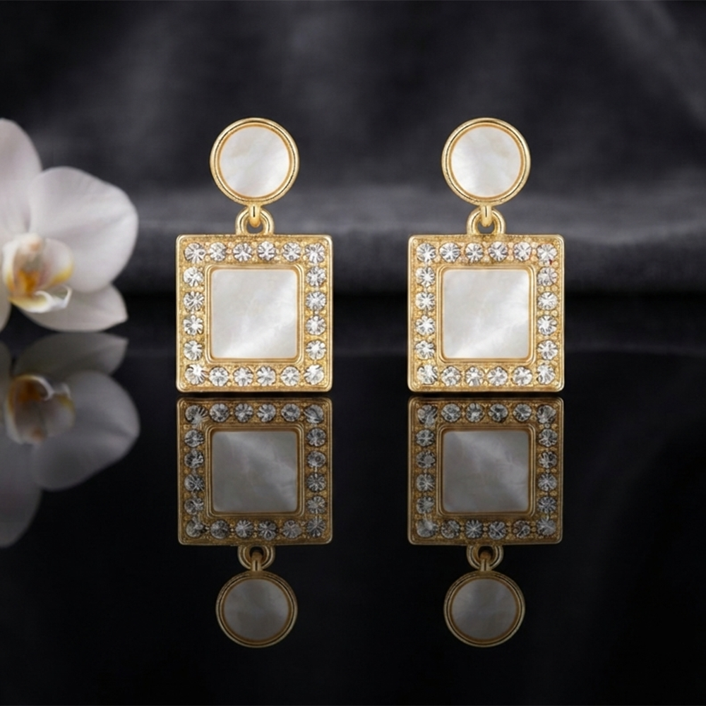 The99Jewel Exclusive Gold Plated Crystal Stone Elegant Earrings 