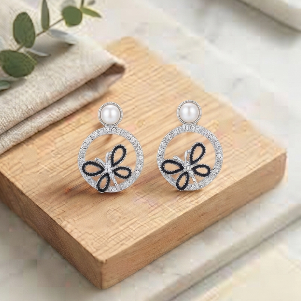 The99Jewel Premium Silver Plated Crystal Stone Statement Stud Earrings for Women