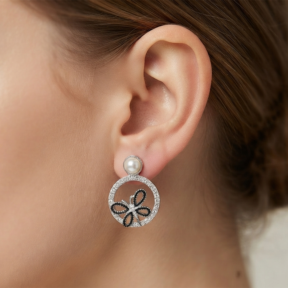 The99Jewel Premium Silver Plated Crystal Stone Statement Stud Earrings for Women