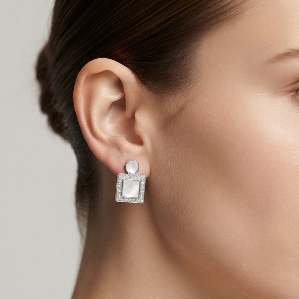 The99Jewel Premium Silver Plated Crystal Stone Statement Stud Earrings for Women