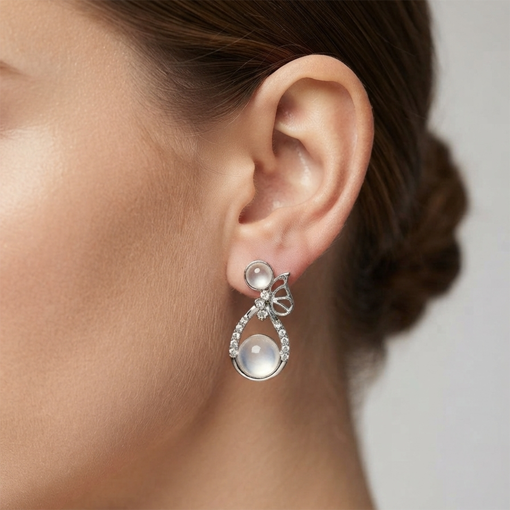 The99Jewel Premium Silver Plated Crystal Stone Statement Stud Earrings for Women