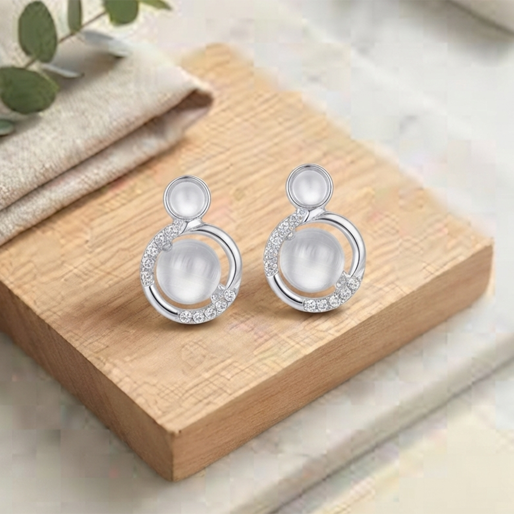 The99Jewel Premium Silver Plated Crystal Stone Statement Stud Earrings for Women