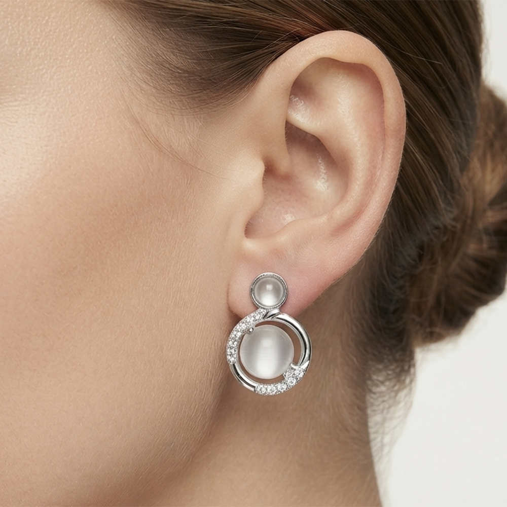 The99Jewel Premium Silver Plated Crystal Stone Statement Stud Earrings for Women