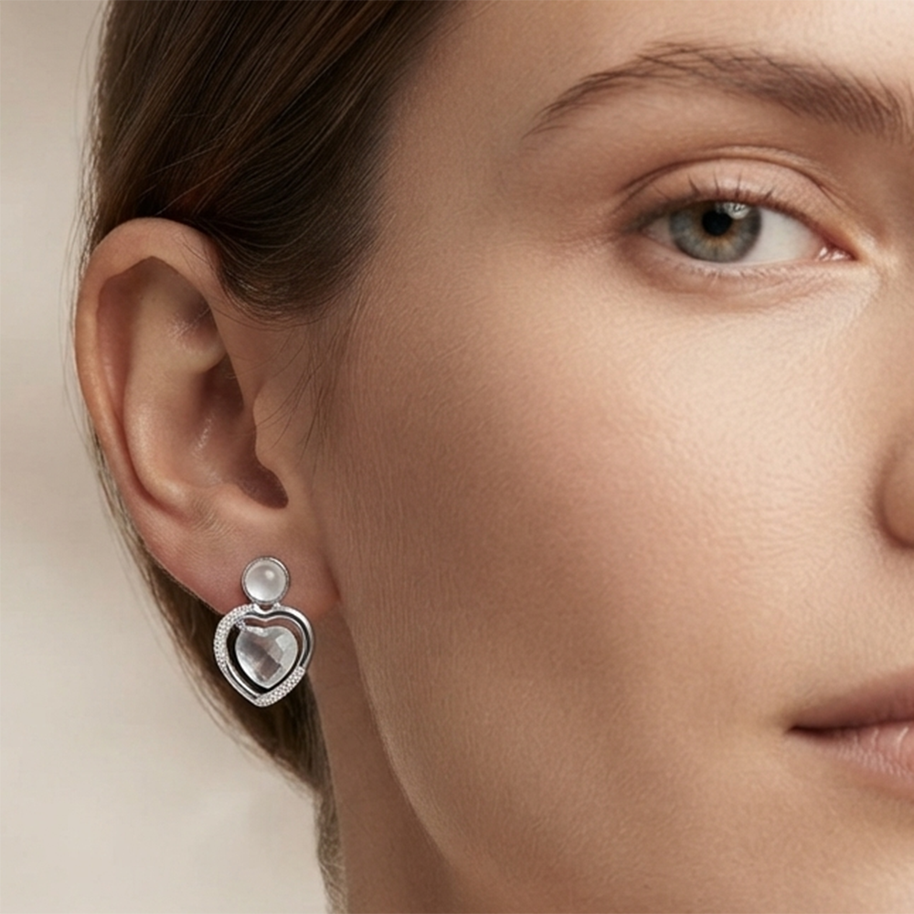 The99Jewel Premium Silver Plated Crystal Stone Statement Stud Earrings for Women