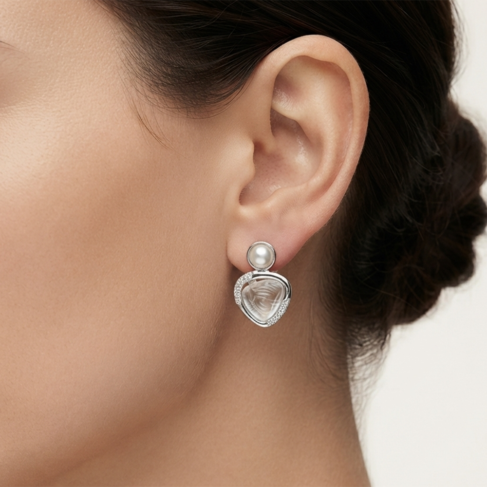 The99Jewel Premium Silver Plated Crystal Stone Statement Stud Earrings for Women