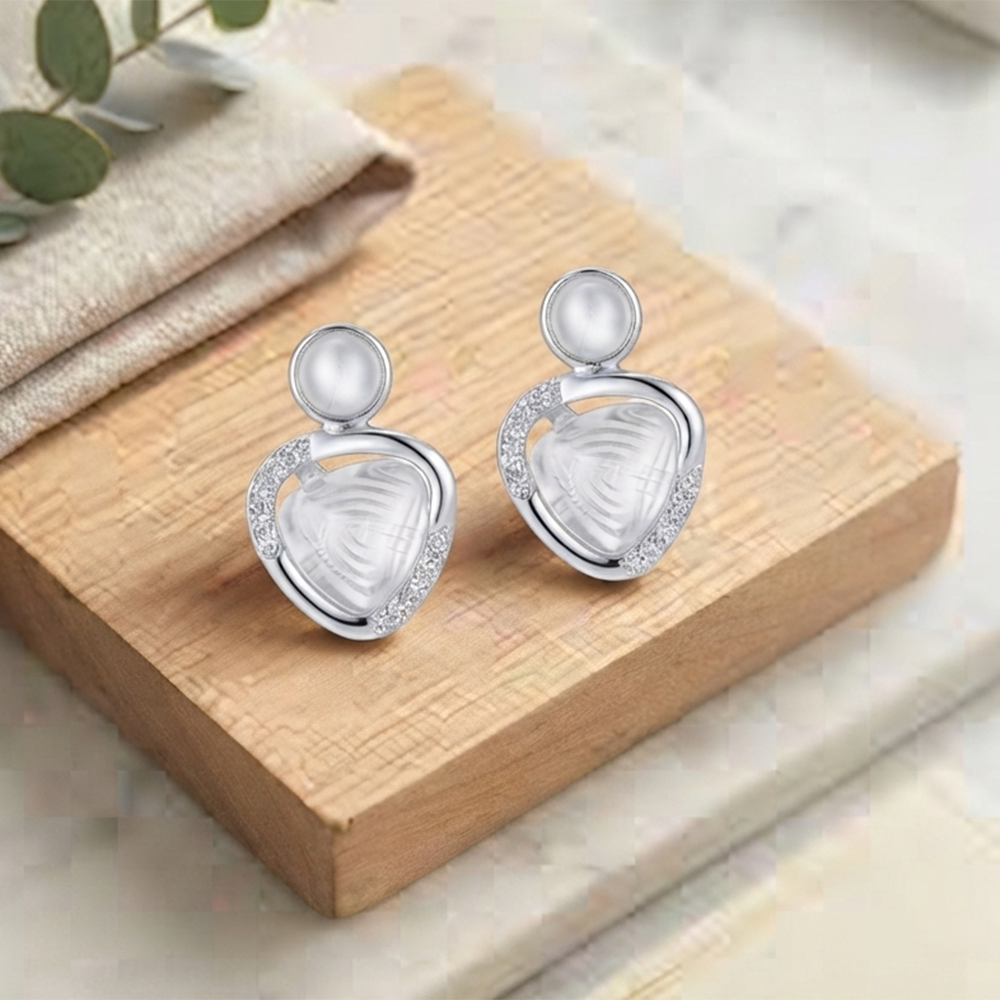 The99Jewel Premium Silver Plated Crystal Stone Statement Stud Earrings for Women