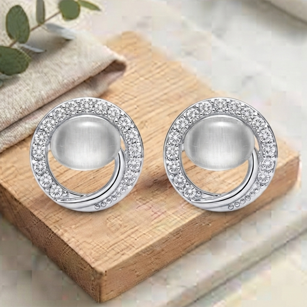 The99Jewel Premium Silver Plated Crystal Stone Statement Stud Earrings for Women