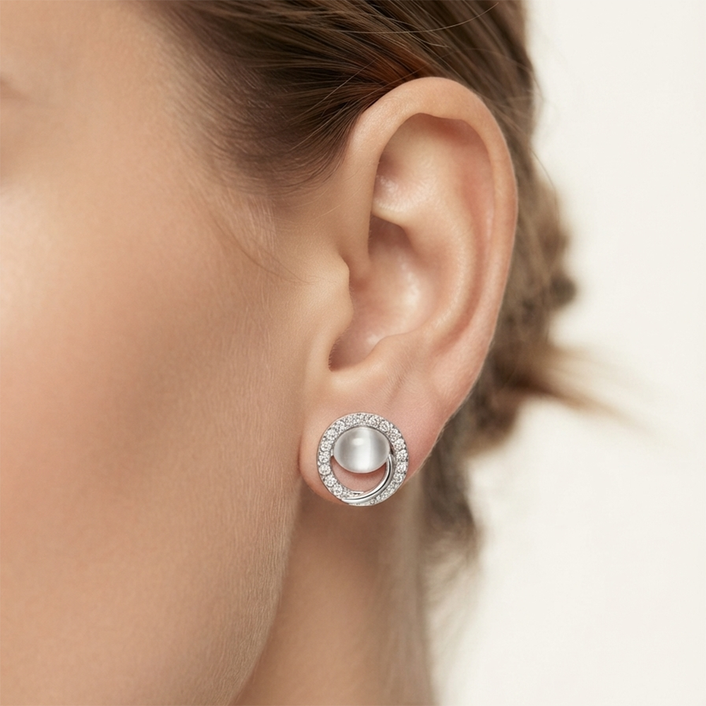 The99Jewel Premium Silver Plated Crystal Stone Statement Stud Earrings for Women