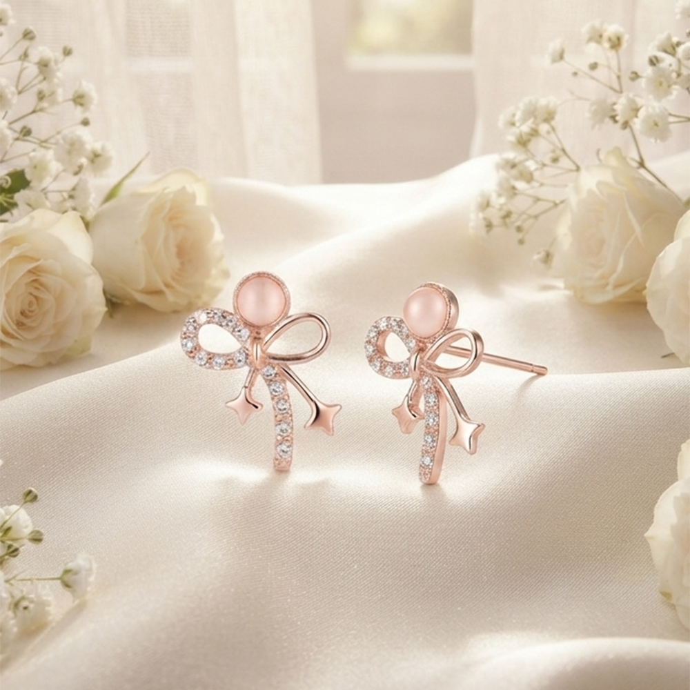 The99Jewel Stylish Rose Gold Plated Crystal Stone Office Wear Earrings