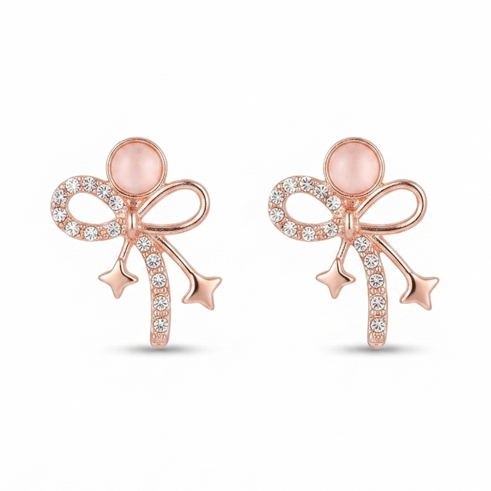 The99Jewel Stylish Rose Gold Plated Crystal Stone Office Wear Earrings