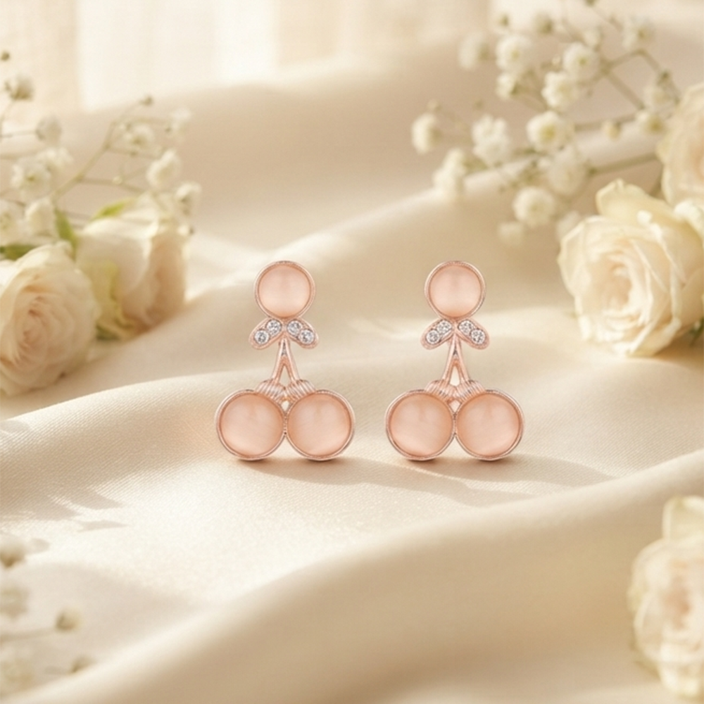 The99Jewel Stylish Rose Gold Plated Crystal Stone Office Wear Earrings