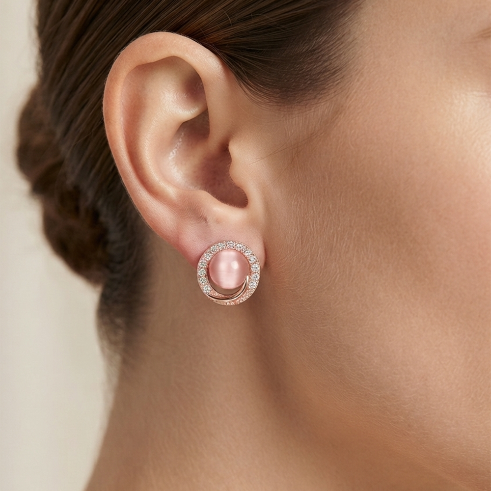 The99Jewel Stylish Rose Gold Plated Crystal Stone Office Wear Earrings