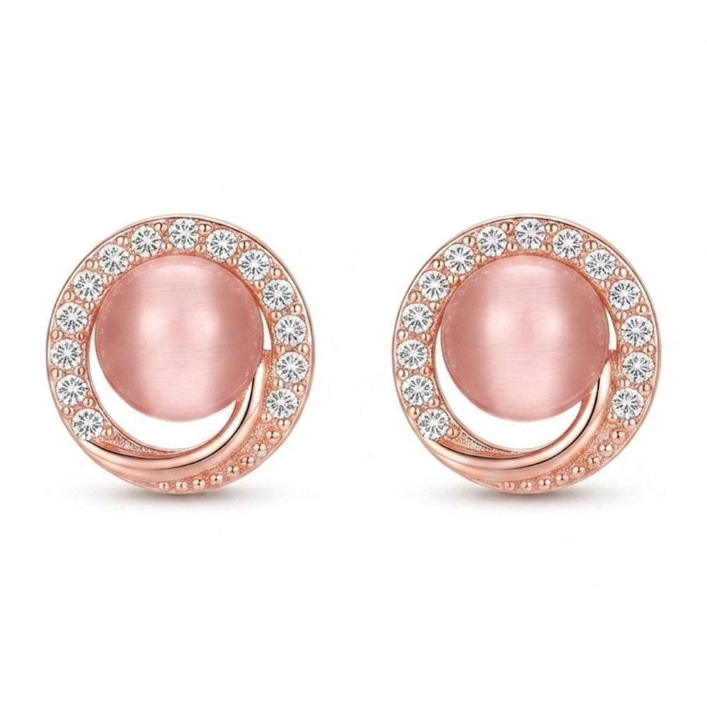 The99Jewel Stylish Rose Gold Plated Crystal Stone Office Wear Earrings