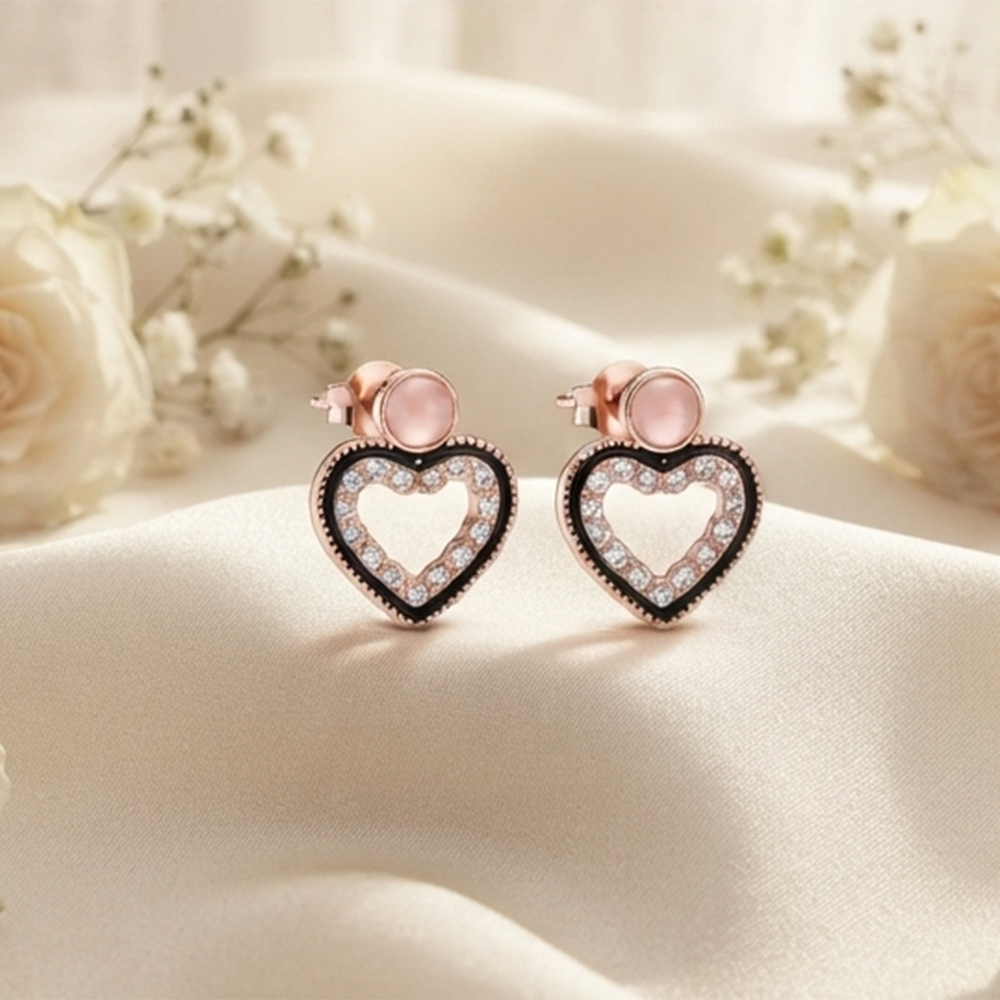The99Jewel Stylish Rose Gold Plated Crystal Stone Office Wear Earrings