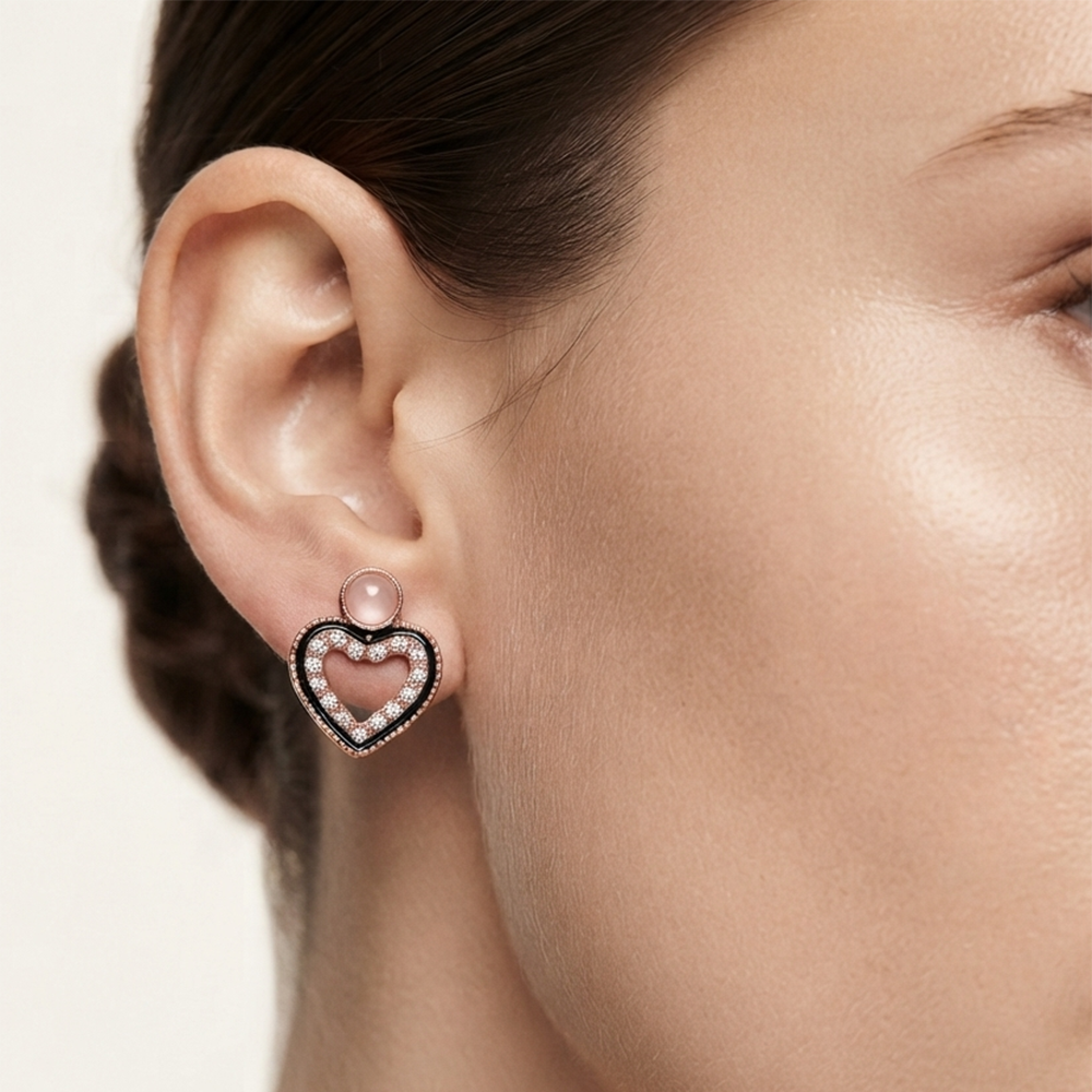 The99Jewel Stylish Rose Gold Plated Crystal Stone Office Wear Earrings
