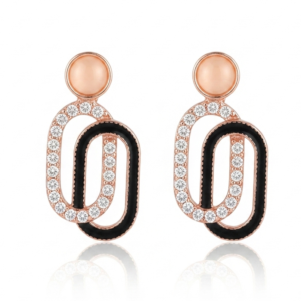 The99Jewel Stylish Rose Gold Plated Crystal Stone Office Wear Earrings