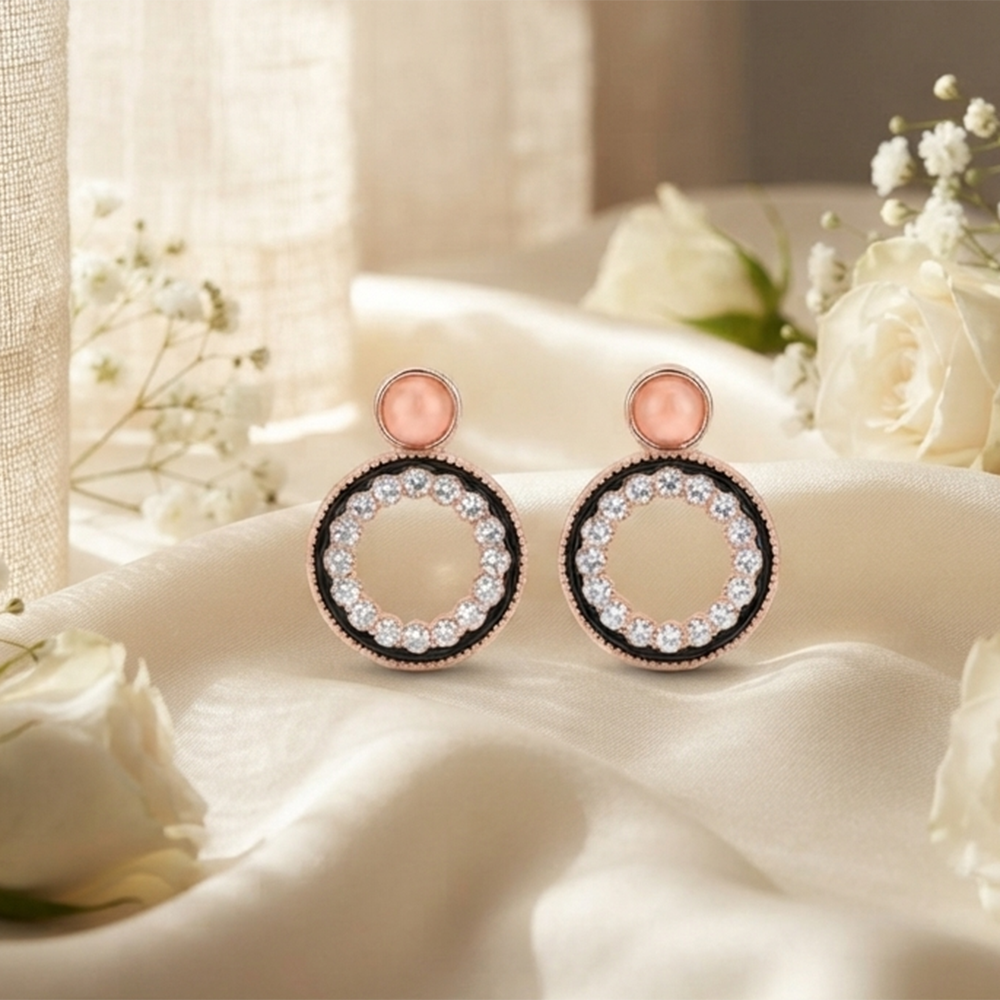 The99Jewel Stylish Rose Gold Plated Crystal Stone Office Wear Earrings