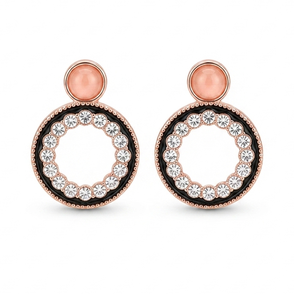 The99Jewel Stylish Rose Gold Plated Crystal Stone Office Wear Earrings
