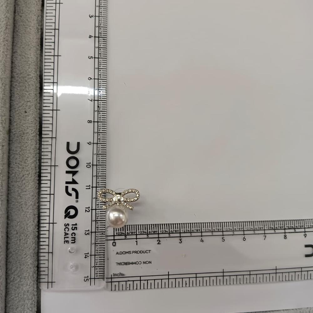 The99Jewel Silver Plated Bow Shape Austrian Stone & Pearl Stud Earrings for Women