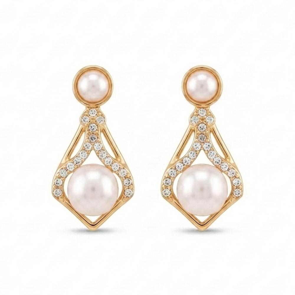The99Jewel Gold Plated Austrian Stone & Pearl Stud Earrings for Women