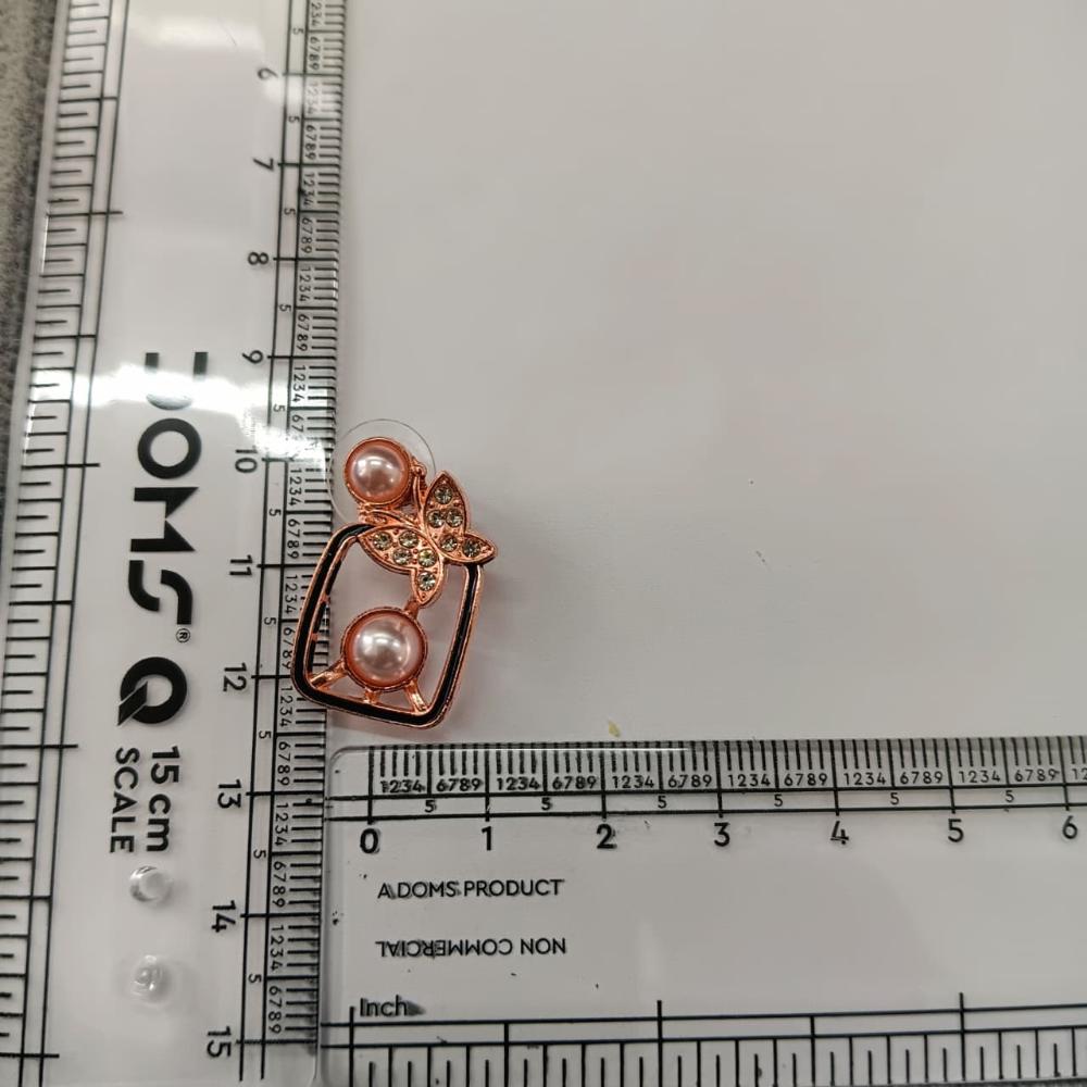The99Jewel Rose Gold Plated Butterfly Motif Austrian Stone & Pearl Stud Earrings for Women