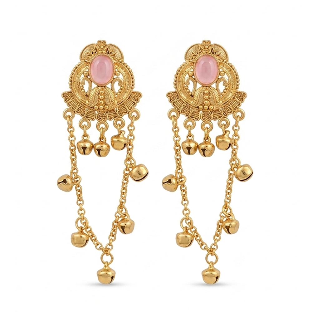 The99Jewel Kashmiri Gold Plated Ghungroo Dangler Earrings for Women