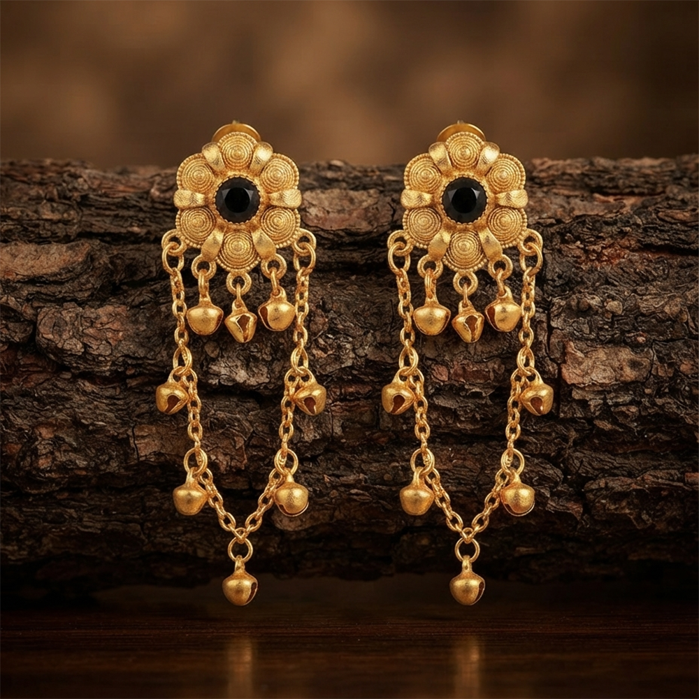 The99Jewel Royal Kashmiri Inspired Gold Plated Ghungroo Dangler Earrings
