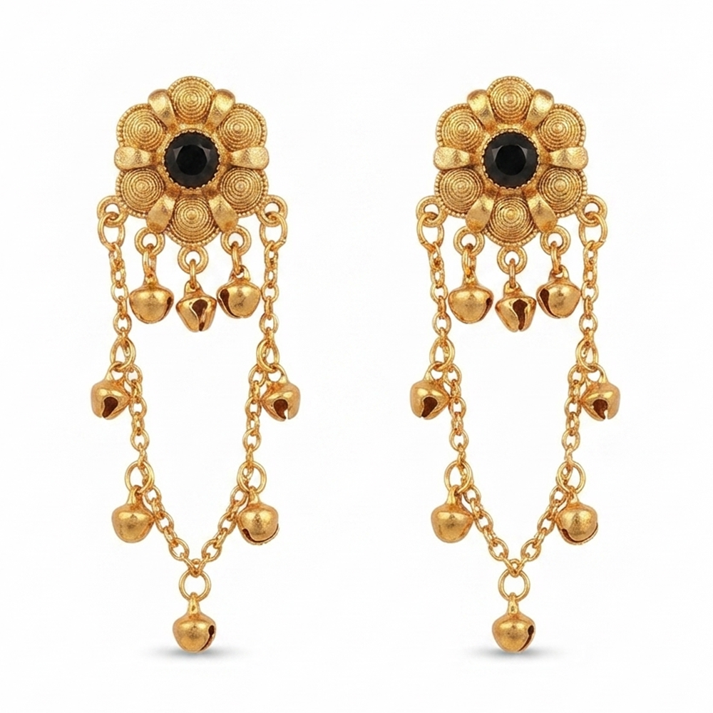 The99Jewel Royal Kashmiri Inspired Gold Plated Ghungroo Dangler Earrings