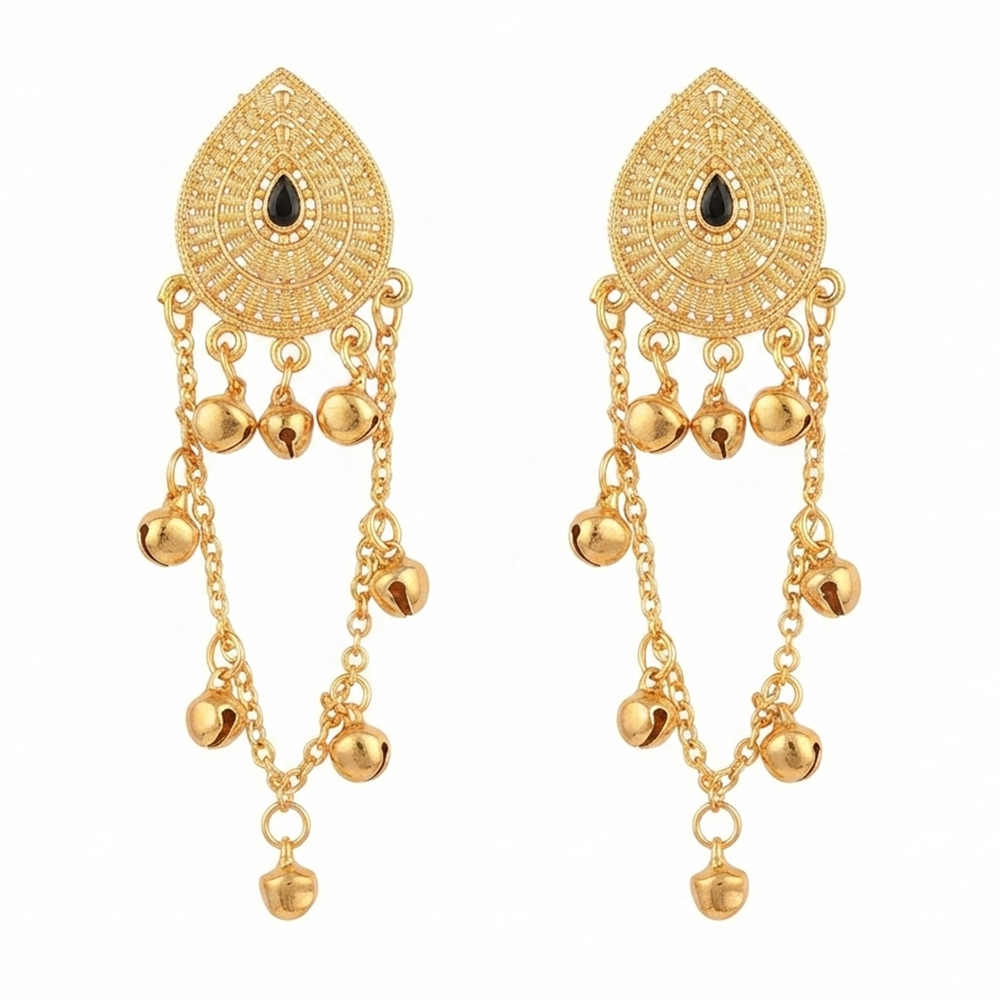 The99Jewel Royal Kashmiri Inspired Gold Plated Ghungroo Dangler Earrings