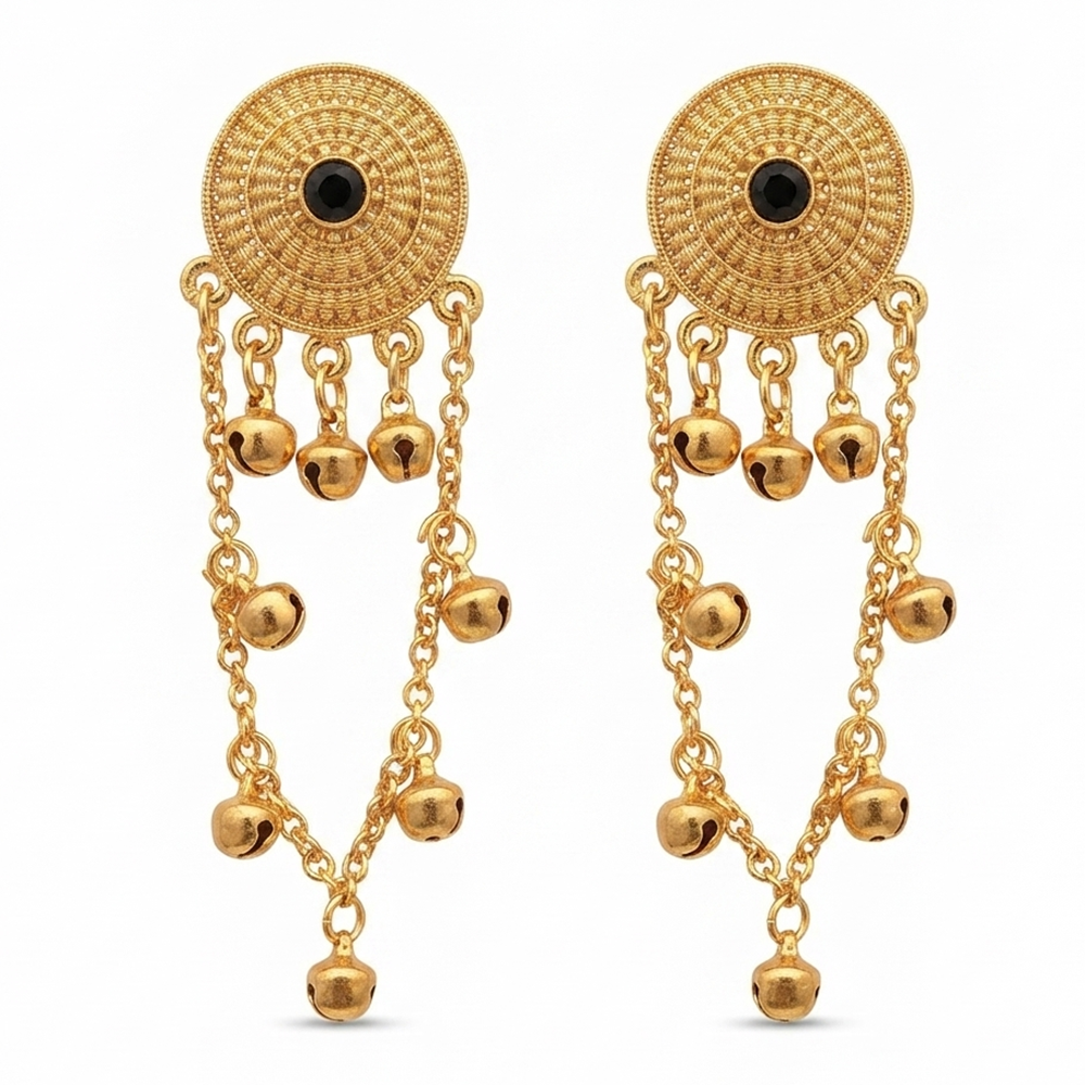 The99Jewel Royal Kashmiri Inspired Gold Plated Ghungroo Dangler Earrings