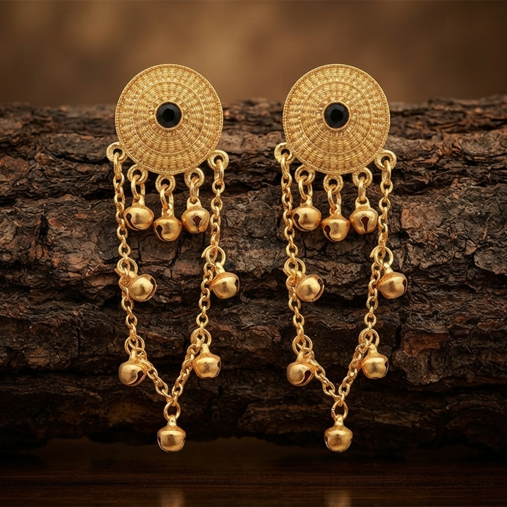 The99Jewel Royal Kashmiri Inspired Gold Plated Ghungroo Dangler Earrings