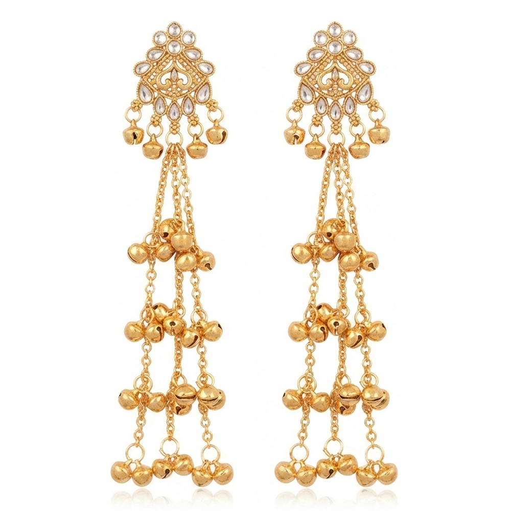 The99Jewel Royal Kashmiri Inspired Gold Plated Ghungroo Dangler Earrings