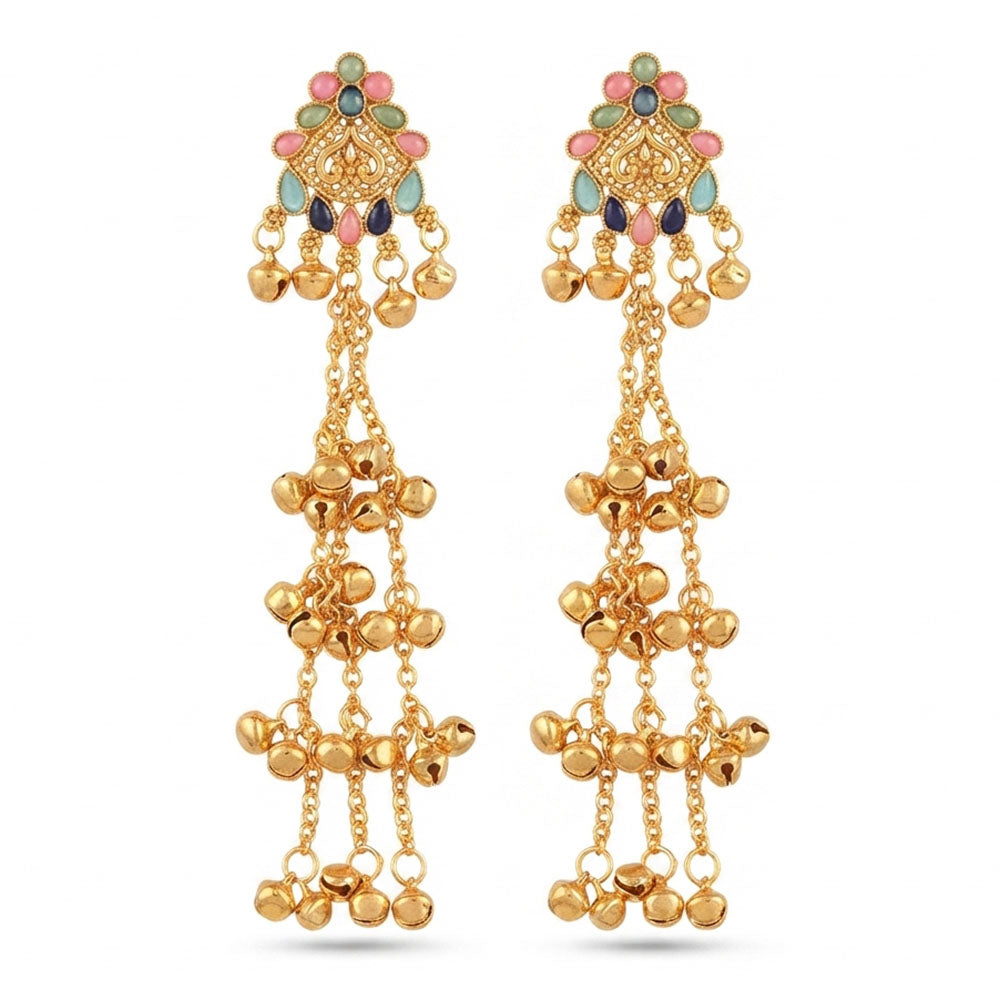 The99Jewel Royal Kashmiri Inspired Gold Plated Ghungroo Dangler Earrings
