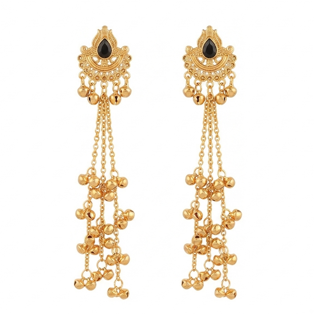 The99Jewel Royal Kashmiri Inspired Mehndi Plated Ghungroo Dangler Earrings