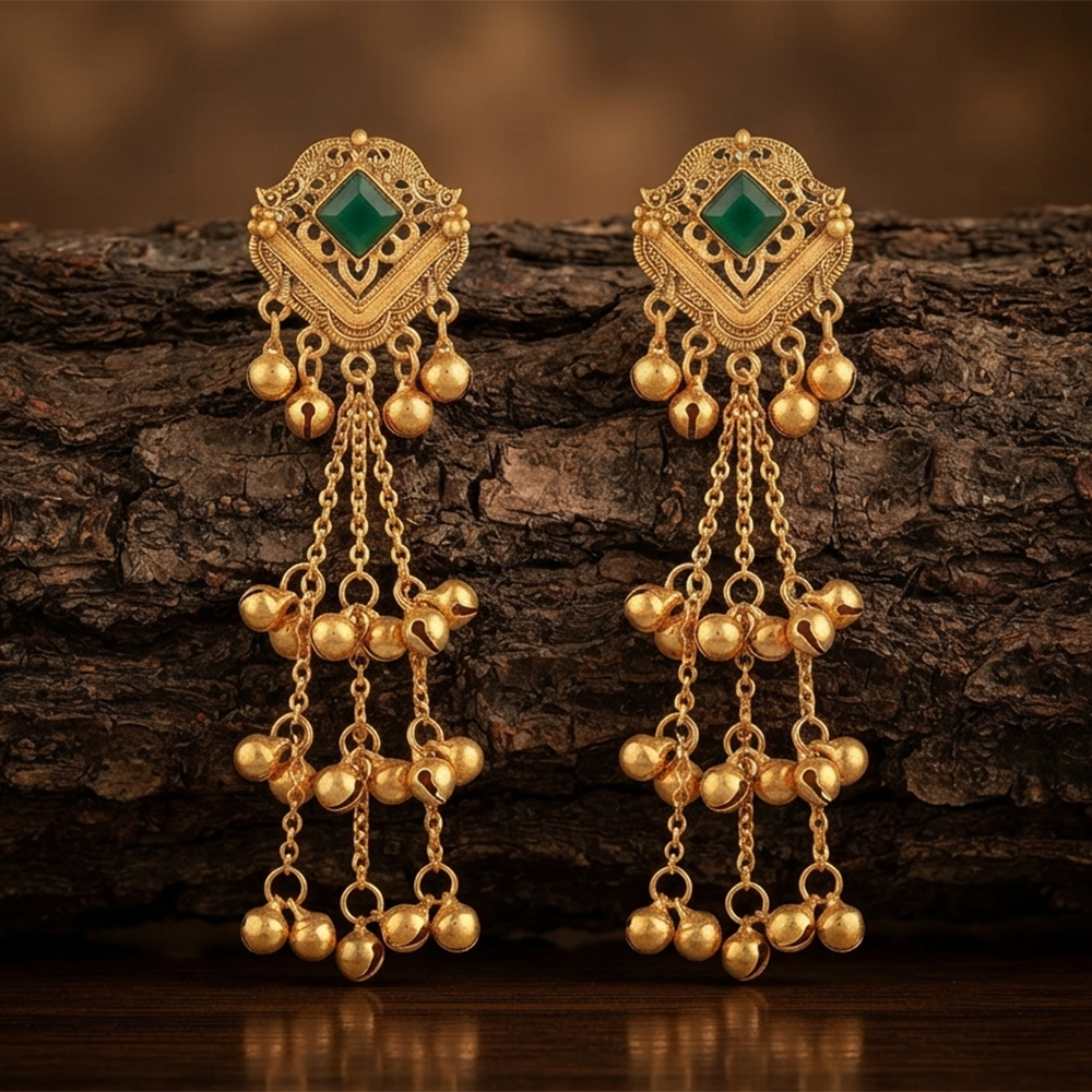 The99Jewel Trendy Kashmiri Gold Plated Ghungroo Earrings for Women