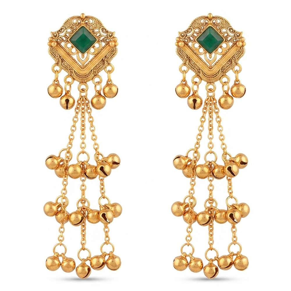 The99Jewel Trendy Kashmiri Gold Plated Ghungroo Earrings for Women