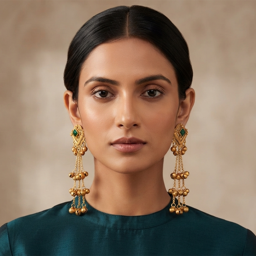 The99Jewel Trendy Kashmiri Gold Plated Ghungroo Earrings for Women