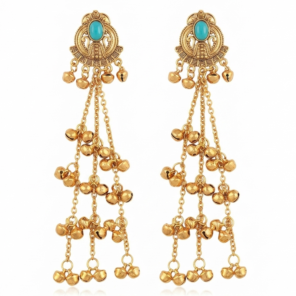 The99Jewel Trendy Kashmiri Gold Plated Ghungroo Earrings for Women