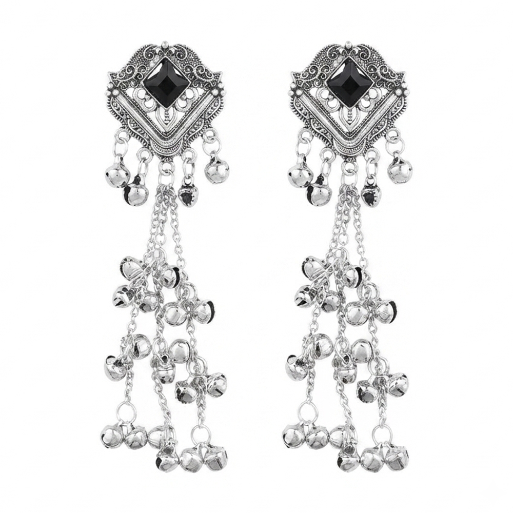 The99Jewel Trendy Kashmiri Silver Plated Ghungroo Earrings for Women