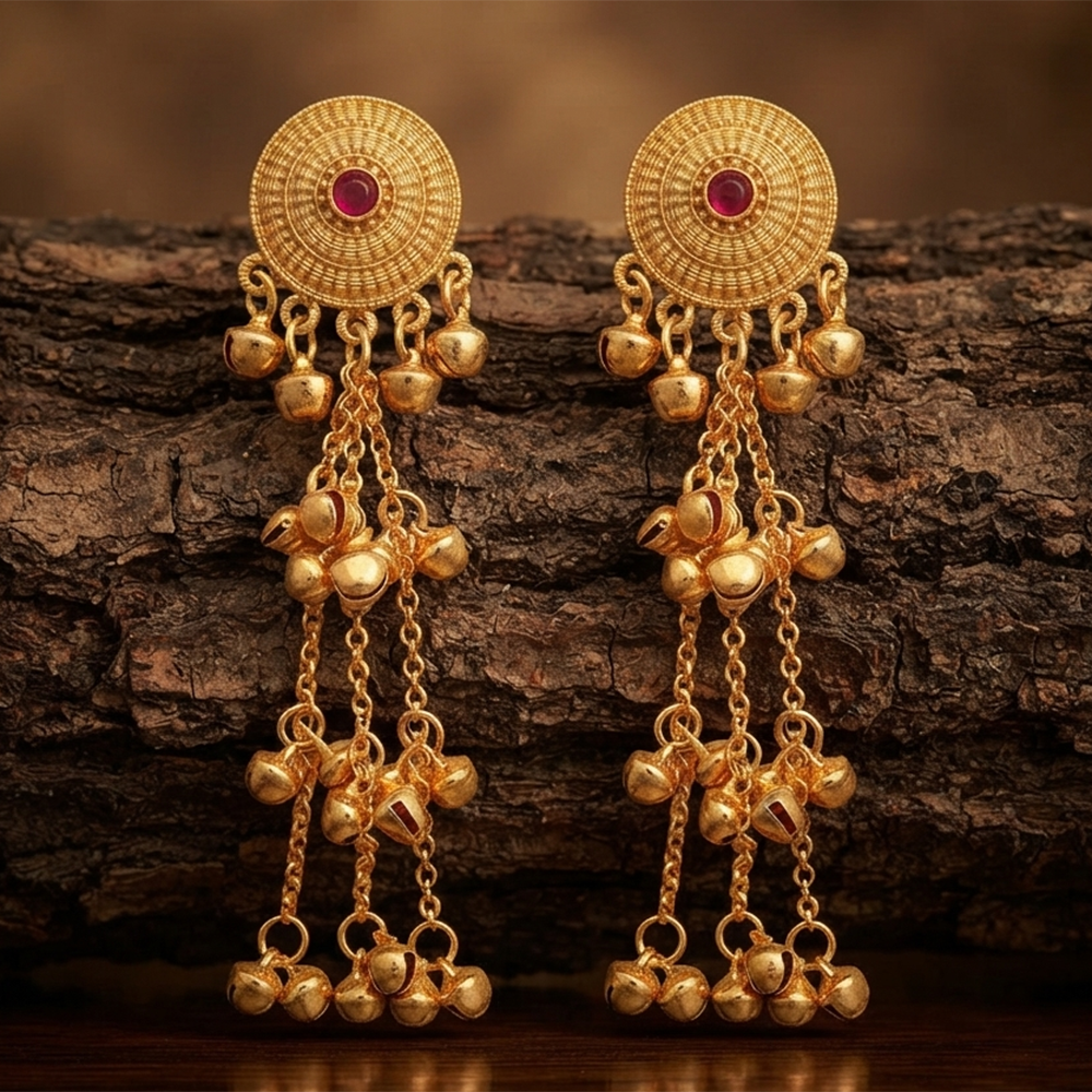 The99Jewel Trendy Kashmiri Gold Plated Ghungroo Earrings for Women