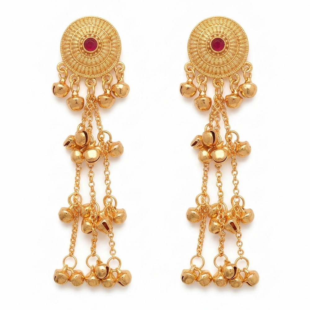 The99Jewel Trendy Kashmiri Gold Plated Ghungroo Earrings for Women